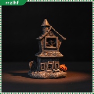 [rrzlhf] Eerie Manor with Pumpkins Weathered Eerie Manor Figurine Spooky Witch