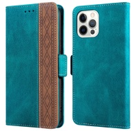 [Woo Fashion Case] เคสกระเป๋าสตางค์หนัง PU สองสีสำหรับ iPhone 14 13 12 Pro Max 11 XS XR X SE 2020 2022 7 8 Plus เคสฝาพับช่องเสียบการ์ดโทรศัพท์