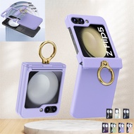 Slim Ring Holder Hinge Protective Case Casing Samsung Galaxy Z Flip 6 Z Flip 5 Flip 4 Flip 3 Solid C