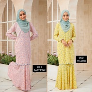 Baju Kurung Moden Chiffon Kain Kembang Payung Sulam Biku XS – 4XL