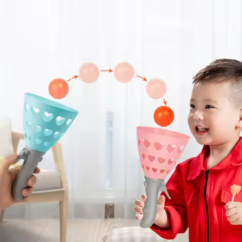 2PCS Kid Outdoor Sports Ball Games Child Launch Throw Catch Ball Tennis Ping Pong Toys Parent-Child 