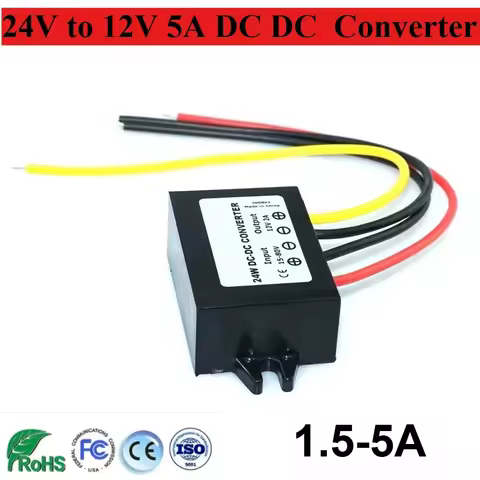 24V to 12V 1.5-5A DC DC Step Down Converter Voltage 24V 12V 60W Buck Module Power Supply Car Reliabl