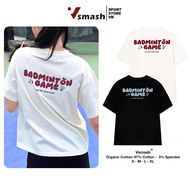 BABY COTTON BADMINTON shirt Brand Vsmash Sport, BADMINTON GAME | Round Neck | White - Black Cool Str