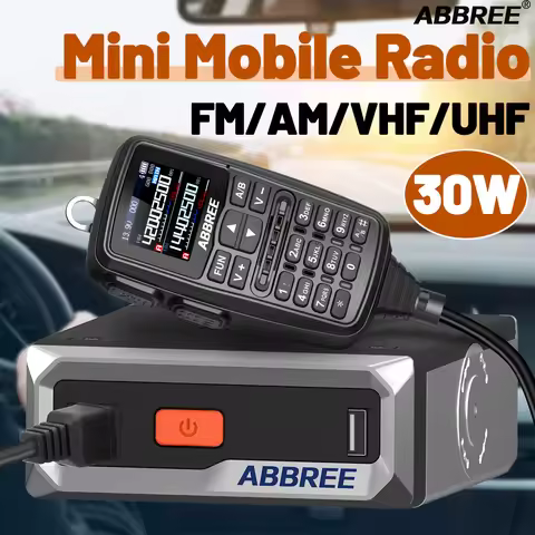 ABBREE AR-7600 Mini Mobile Radio UHF VHF Wireless Copy Frequency NOAA VOX Dual PTT with Integrated M