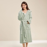 Pineapple Plaid Bathrobe Hooded Coral Velvet Four-season Absorbent Quick-drying Soft Mens and Womens