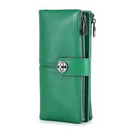 New store openingContactS Genuine Leather Long Wallet Women Green Zipper Phone Pocket Purse Money Ba