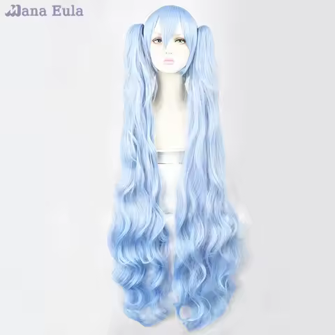 2020 Snow And Starlight Miku Wig VOCALOID Cosplay Wig Heat Resistant Double Ponytail Blue Gradient 1