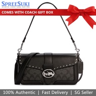 Coach Handbag In Gift Box Crossbody Bag Signature Crossbody Rivet Georgie Shoulder Bag Graphite Black # 5605