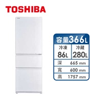 TOSHIBA 366公升玻璃三門變頻冰箱 GR-RB469WE-PGT(21)