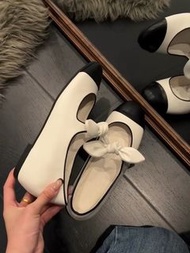 Chanel 風格 蝴蝶結 尖頭平底鞋