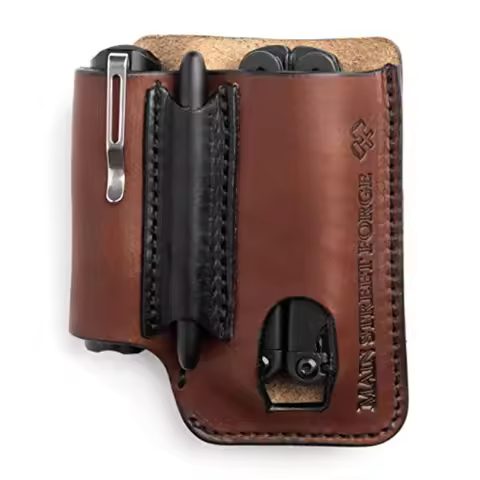 Made in USA Leather EDC Pouch Leather Multitool Sheath/Holster for Men Belt Clip/Pocket Organizer fo