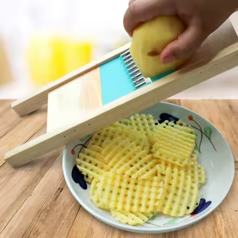 Fries Grid Stainless Potato Grid Steel Potato Kitchen Wooden Home Chip Shred Potato Vegetable French