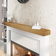 BoscoMondo 60 Inch Fireplace Mantel - Solid Rustic Wood - Wall Mounted Floating Farmhouse Shelf - with Invisible Heavy Duty Metal Bracket (60", Natural)