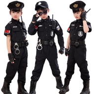 Children Traffic Special Police Halloween Carnival Party Performance Policemen Uniform Kids Army Boy