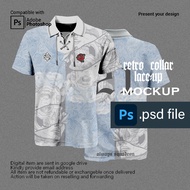 Mockup Jersey Retro Mockup Lace up Collar Mockup PKL Mockup , Front and Back, Template (psd file) for Photoshop