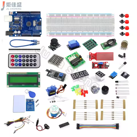 Uno R3 Starter Kit - Uno R3 Breadboard and Stand, Stepper Motor/Servo Motor/1602 LCD/Jumpers for Ard