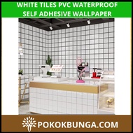 500cm x 60cm White Tiles PVC Waterproof Self Adhesive Wallpaper Kitchen Wardrobe Renovation Wall Sti