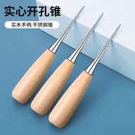 Wholesale Round Hole Solid Wood Handle Awl Handmade DIY Leather Awl with Sheath Awl Sewing Awl Hand 