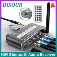 DISOUR HIFI Bluetooth 5.2เครื่องรับสัญญาณเสียง DAC Coaxial Digital To Analog Converter AUX L R RCA Mic USB U-Disk แจ็คสเตอริโอเพลงอะแดปเตอร์ไร้สายพร้อมรีโมทคอนโทรลสำหรับ KTV คาราโอเกะรถเครื่องขยายเสียงลำโพง