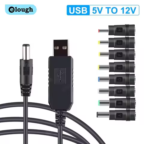 Elough WiFi to Power bank Cable Connector USB DC 5V to 12V Cable Boost Converter Step-up Cord For Wi