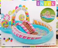 INTEX สระเป่าลม สระว่ายน้ำเป่าลม สวนน้ำอมยิ้ม มีสไรเดอร์ ใหญ่ 2.95 x 1.9ม. Inflatable Pool Candyland
