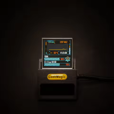 GeekMagic HelloCubic Crystal Weather Bitcoin Stock Price Ticker Tracker Clock Mini display For Deskt