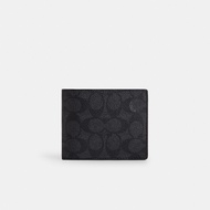 Coach CW380 3-In-1 Wallet In Signature Canvas (CQ/BK) กระเป๋าสตางค์ผู้ชาย สี Charcoal/Black