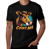 T-Shirt Lelaki Gaya Pereka: Kapas Tebal Cow Cow: T-Shirt Lelaki T-Shirt "Dairy shirt"