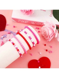 200-800 Cuentas De 8 Mm Con Temática Del Día De San Valentín Para Hacer Joyas, Cuentas Espaciadoras De Plástico En Colores Rosa, Rojo Rosa Y Blanco Para Corbatas, Collares, Pulseras Y Pendientes