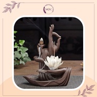 Premium Frankincense Bud Smoke Waterfall Ceramic Material - Agarwood Smoke Waterfall Flowing Back Into Buddha Hand Shape