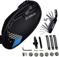 DAWAY Bicycle Repair Tool Set - A36 Waterproof Bicycle Saddle Bag, 16 in 1 Multitool, Glue-Free Tyre