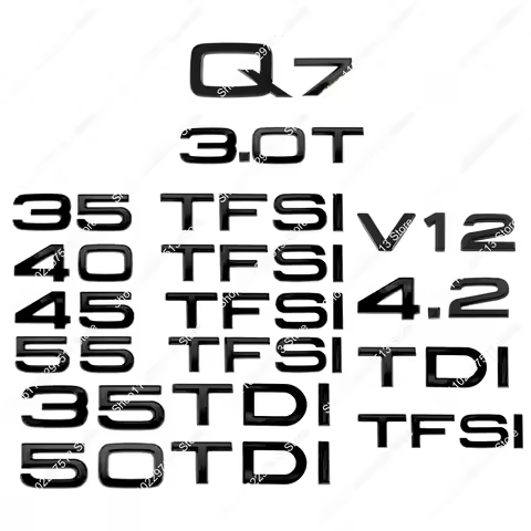 Car Trunk Badge Sticker Accessories 3D Letters Glossy Black TDI TFSI 3.0T 3.0TDI 50TDI 35TFSI 40TFSI