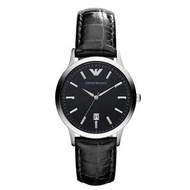 Emporio Armani Womens Classic Black Dial Leather Watch AR2412