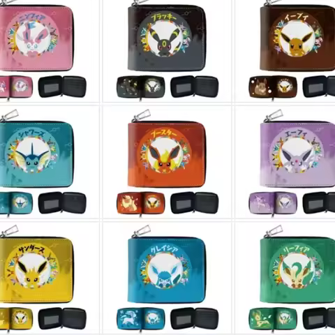 TAKARA TOMY Pokemon Pikachu Eevee Gengar Jigglypuff Cartoon Printing Wallet Peripherals Children Gif