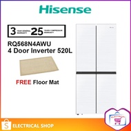 Hisense 4 Door Inverter 520L Fridge RQ568N4AWU Refrigerator (White) / 600L RQ648N4AWU Fridge Peti Se
