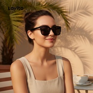 (Casual) Lovito Sunglasses Plain All-Match Basic Full Rim Sunglasses for Women L34AD057 (Black)