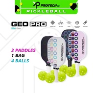 Protech XP GEO PRO Pickleball Premiun Set (2 Paddles/4 Balls/1 Case)(Best Seller)(13mm)