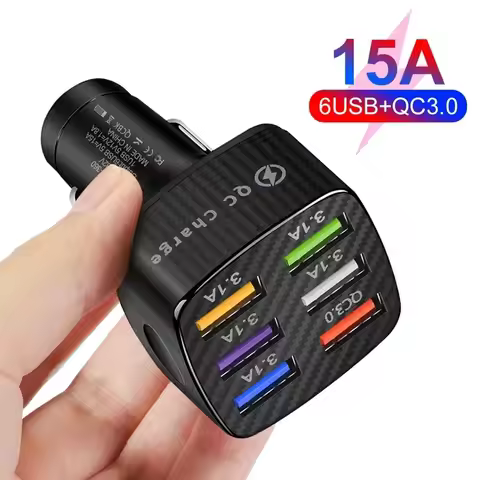 6 Port USB Car Charger 12V/24V Quick Charge3.0 Fast Charging Power Adapter for iPhone Samsung Huawei