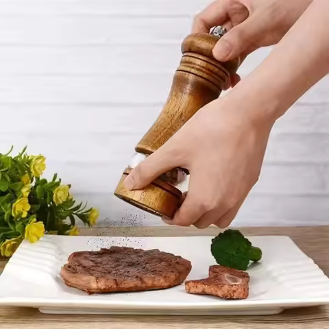 1PC Manual 5 Inch 8 Inch 10 Inch Grinder; Pepper Grinder; Oak Wood; Sichuan Pepper; Freshly Ground P
