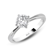 Merii 925 Sterling Silver Ring Rhodium Plated Decorated With 6 Mm CZ. Round Shape Single Grain