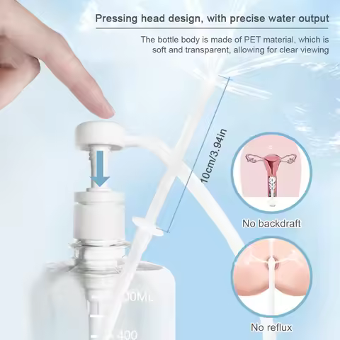 500ML Plastics Bottle Silicone Bidet Vaginial Anal Enema Plug Douche Cleaner Accessory For Women Man