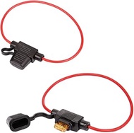 2 Pack Mini Blade Fuse Holder 16 Gauge Waterproof Pigtail Inline Fuse Holder with 5A ATM Fuses