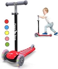 Fawn Toys 3-Wheel Junior Kick Scooter Flashing Wheels/Lean to Turn/Indoor/Outdoor 2-6 Yrs