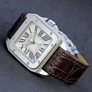 二手錶 ~ #Cartier #W20073X8 鋼 #SANTOS100 三針自動男裝皮帶錶 (淨錶)