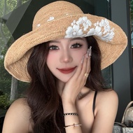 ca4la Raffia Sunscreen Hat Female Straw Hat Foldable Big Brim Seaside Sunshade Straw Hat Summer Buck