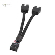 1Pcs Computer Motherboard USB Extension Cable 9 Pin 1 Female to 2 Male Y Splitter Audio HD Extension Cable for PC DIY