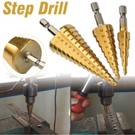 HSS Step Drill Bit Set Hex Shank Drills Cone Drill Titanium Coated Wood Metal Besi Tebuk Lubang