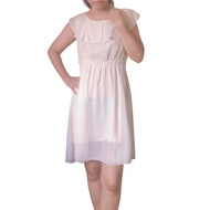 Dress Evening Pink Oros Elastic Waist Skirt Above The Knee Retro
