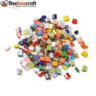 1bag 2-Hole Glass Seed Beads Square Antique style/Opaque Spray Painted/Transparent style Mixed color