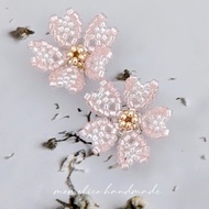 鉤針 串珠 編織  櫻花 耳環